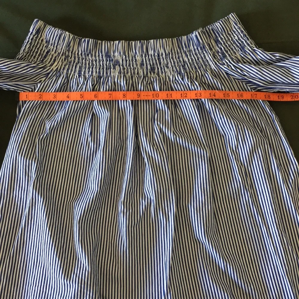Tuckernuck Inslee blue and white striped off shoulder tunic blouse top S - Picture 9 of 14